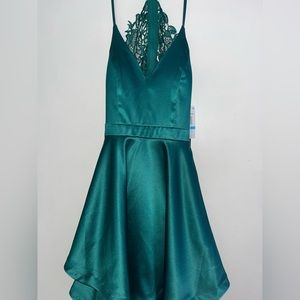 Satin olive green dress with tags